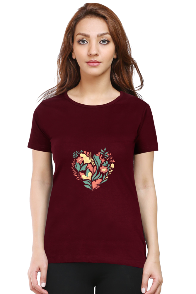 Heart of Flowers Women's Rounded Neck T-Shirt