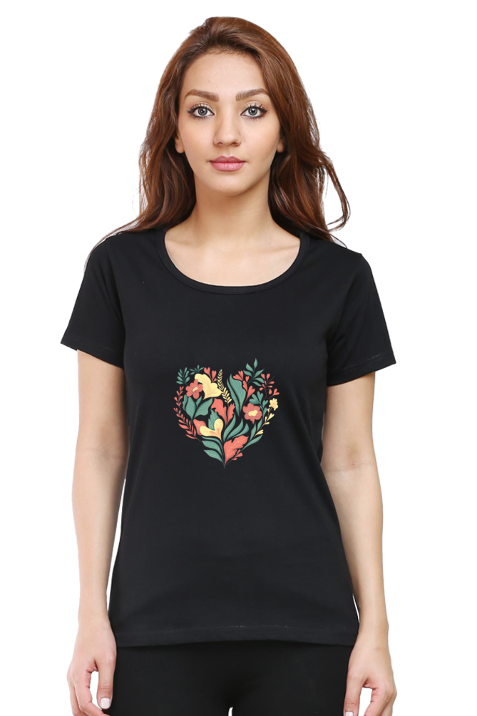 Heart of Flowers Women's Rounded Neck T-Shirt