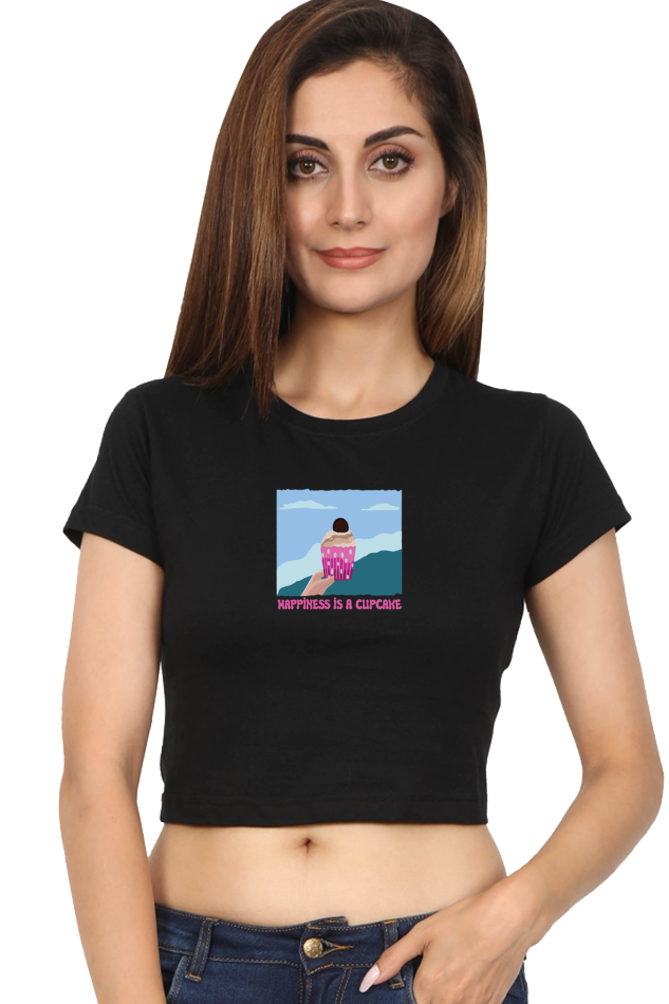 Happiness is Cupcake Women's Crop Top T-shirt