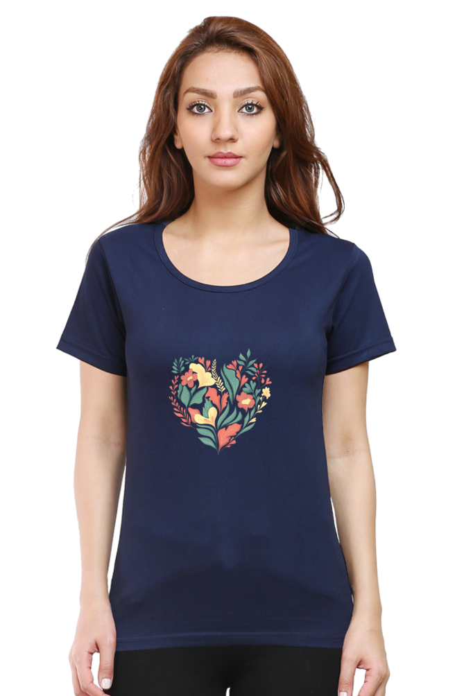 Heart of Flowers Women's Rounded Neck T-Shirt