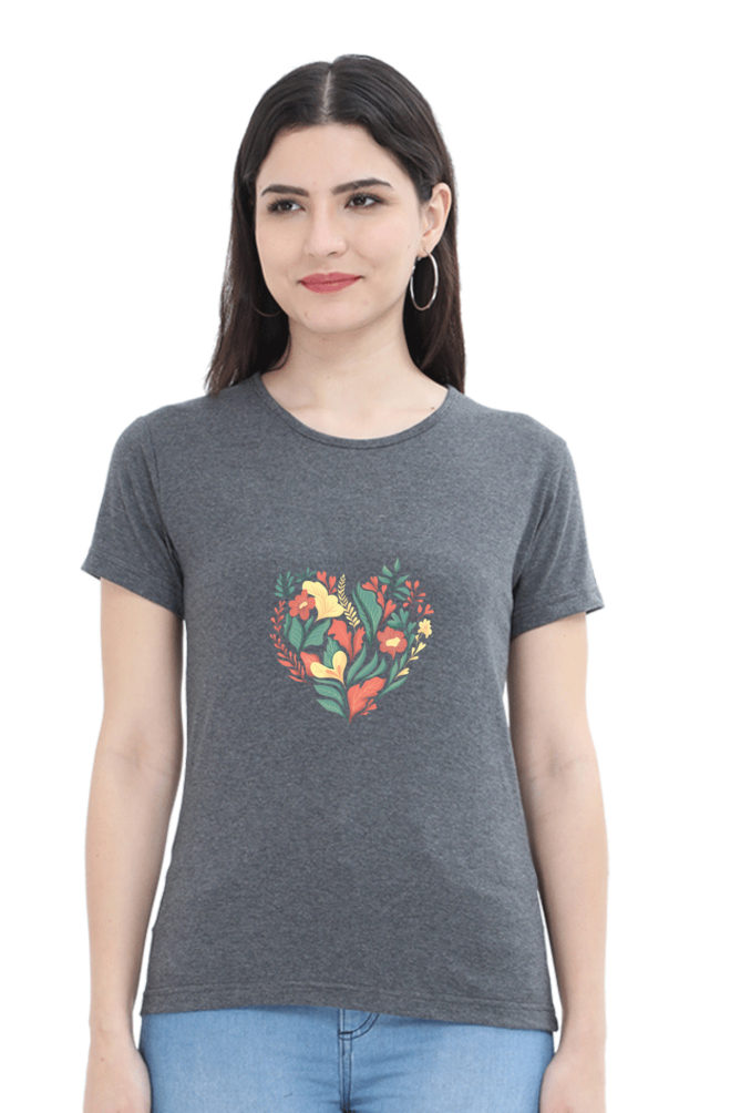 Heart of Flowers Women's Rounded Neck T-Shirt