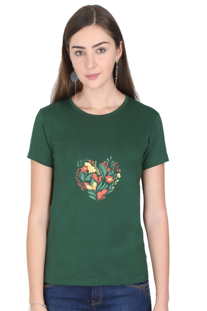 Heart of Flowers Women's Rounded Neck T-Shirt