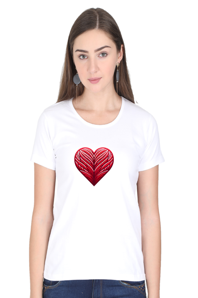 Crimson Heart Women's Rounded Neck T-shirt