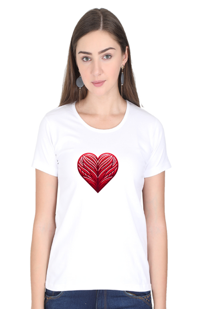 Crimson Heart Women's Rounded Neck T-shirt