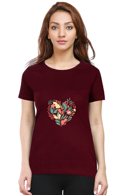 Heart of Flowers Women's Rounded Neck T-Shirt
