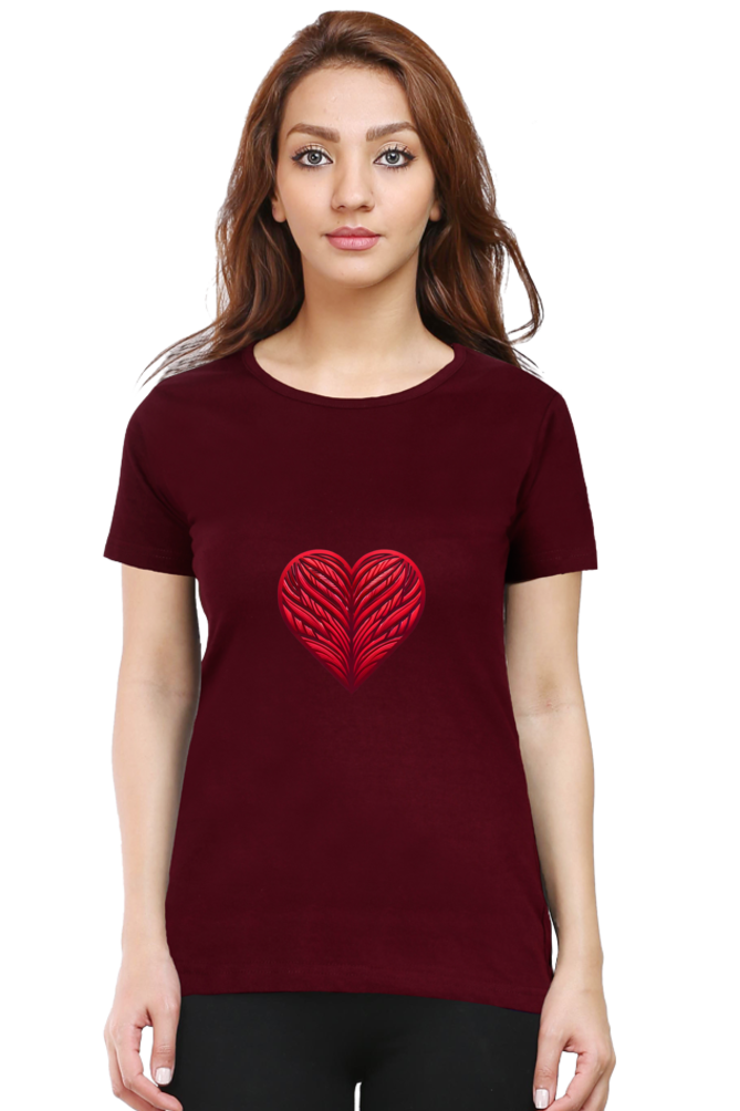 Crimson Heart Women's Rounded Neck T-shirt