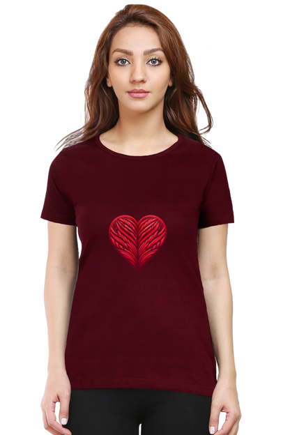 Crimson Heart Women's Rounded Neck T-shirt