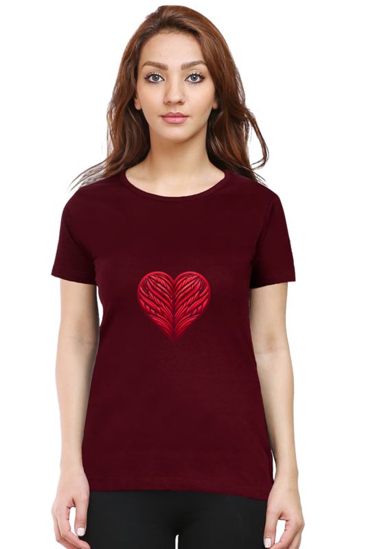 Crimson Heart Women's Rounded Neck T-shirt