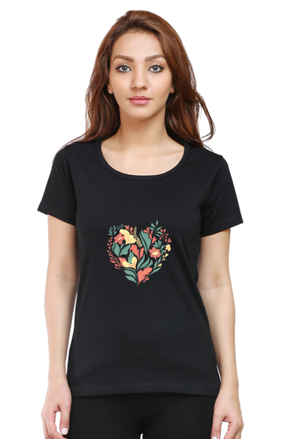 Heart of Flowers Women's Rounded Neck T-Shirt