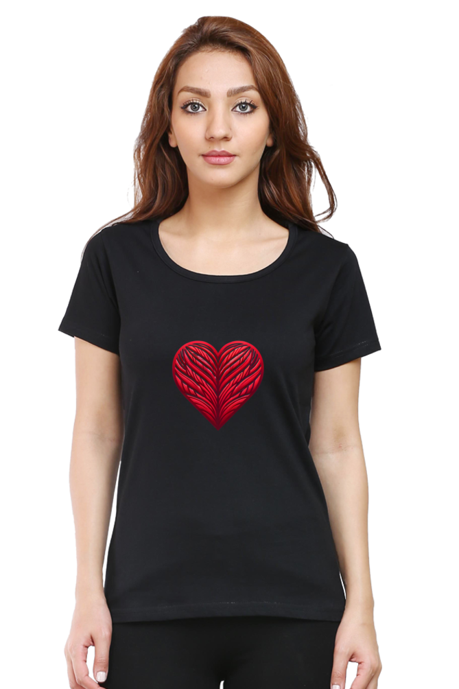 Crimson Heart Women's Rounded Neck T-shirt