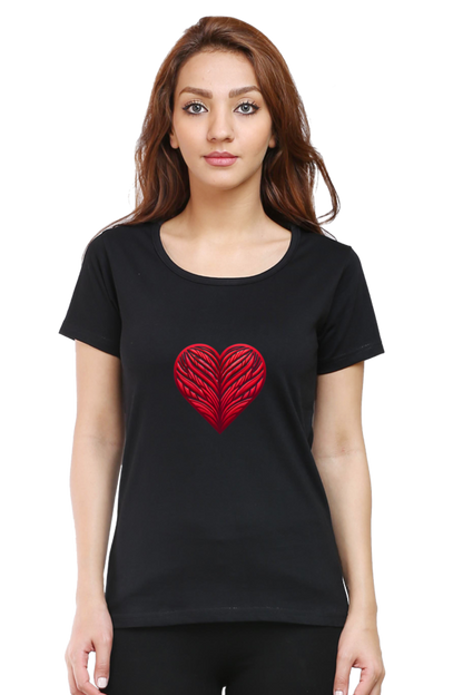 Crimson Heart Women's Rounded Neck T-shirt