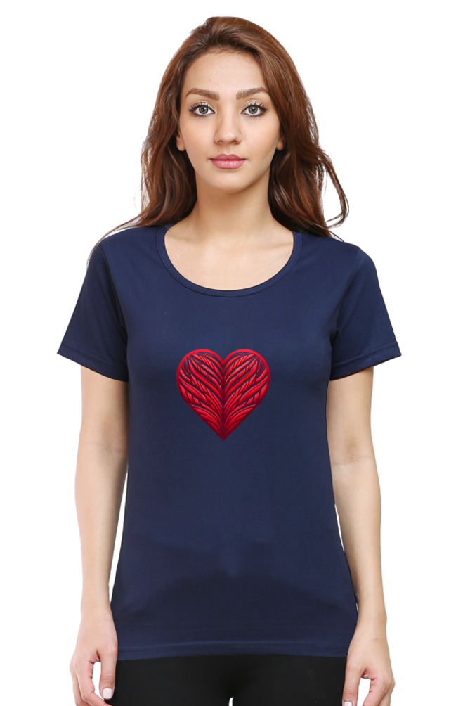 Crimson Heart Women's Rounded Neck T-shirt