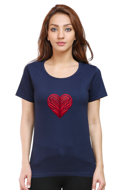 Crimson Heart Women's Rounded Neck T-shirt