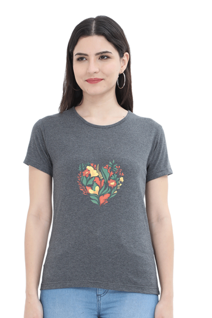 Heart of Flowers Women's Rounded Neck T-Shirt