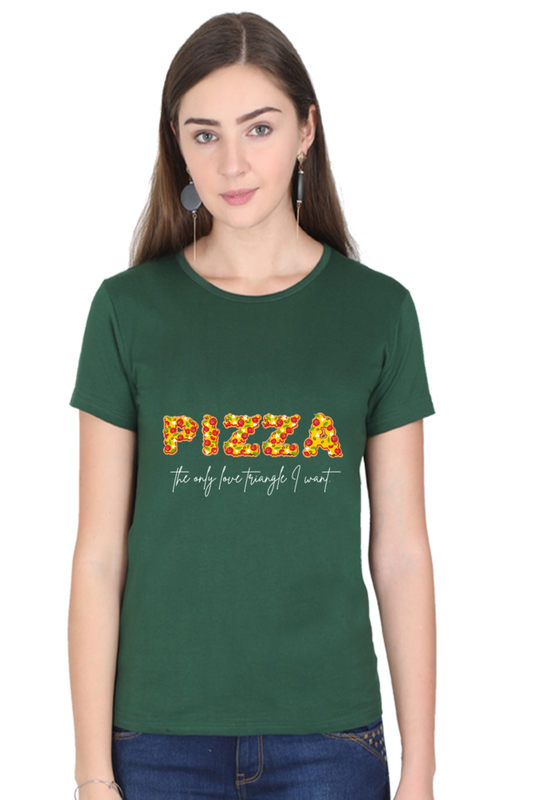 Pizza Love Triangle Women's Rounded Neck T-shirt